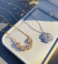 Gold heart four leaf clover pendant clavicle chain necklace