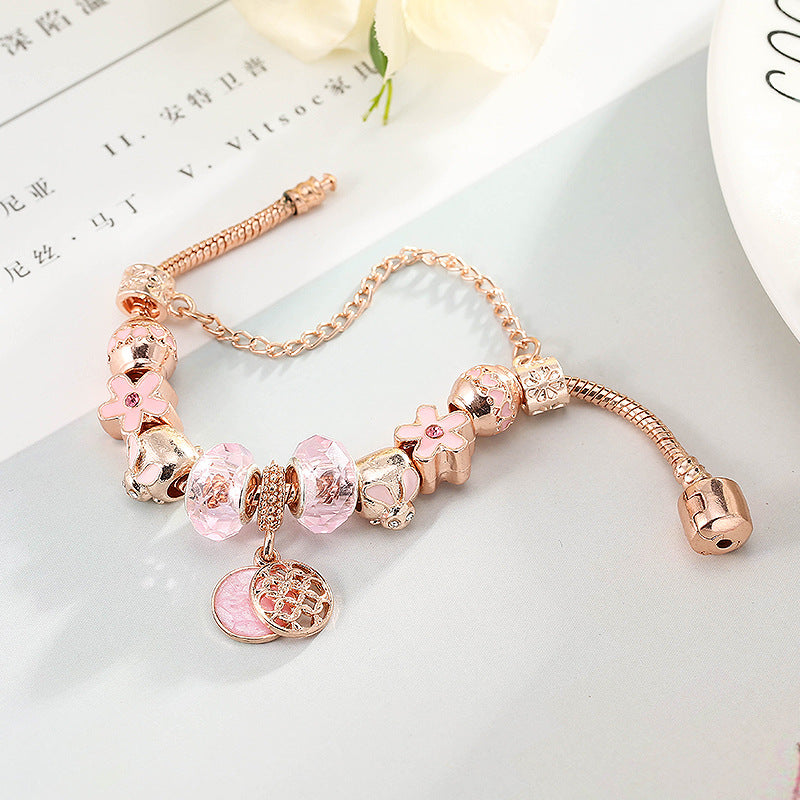 Rose gold geometric heart bracelet flat lay product shot