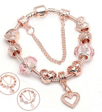 Geometric heart bracelet in rose gold on white background